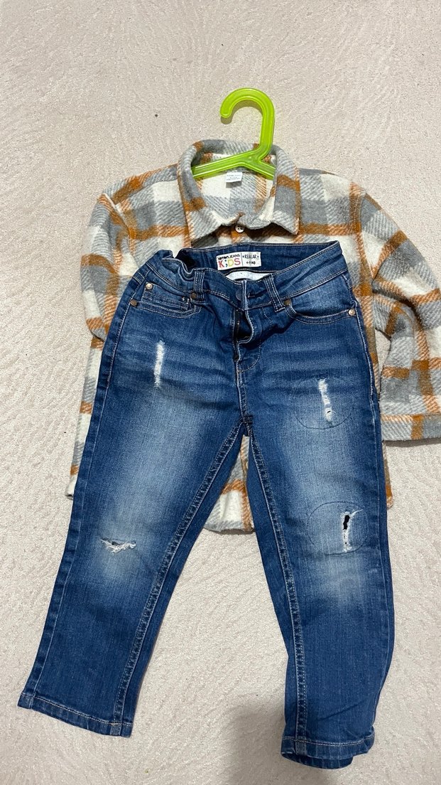 Erkek çocuk oduncu  Gömlek ve kot Pantolon Seti oduncu gömlek - Görsel 2