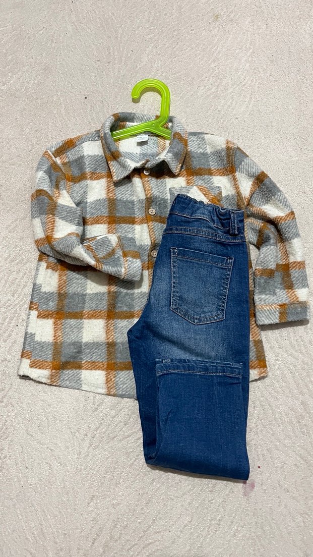 Erkek çocuk oduncu  Gömlek ve kot Pantolon Seti oduncu gömlek - Görsel 4