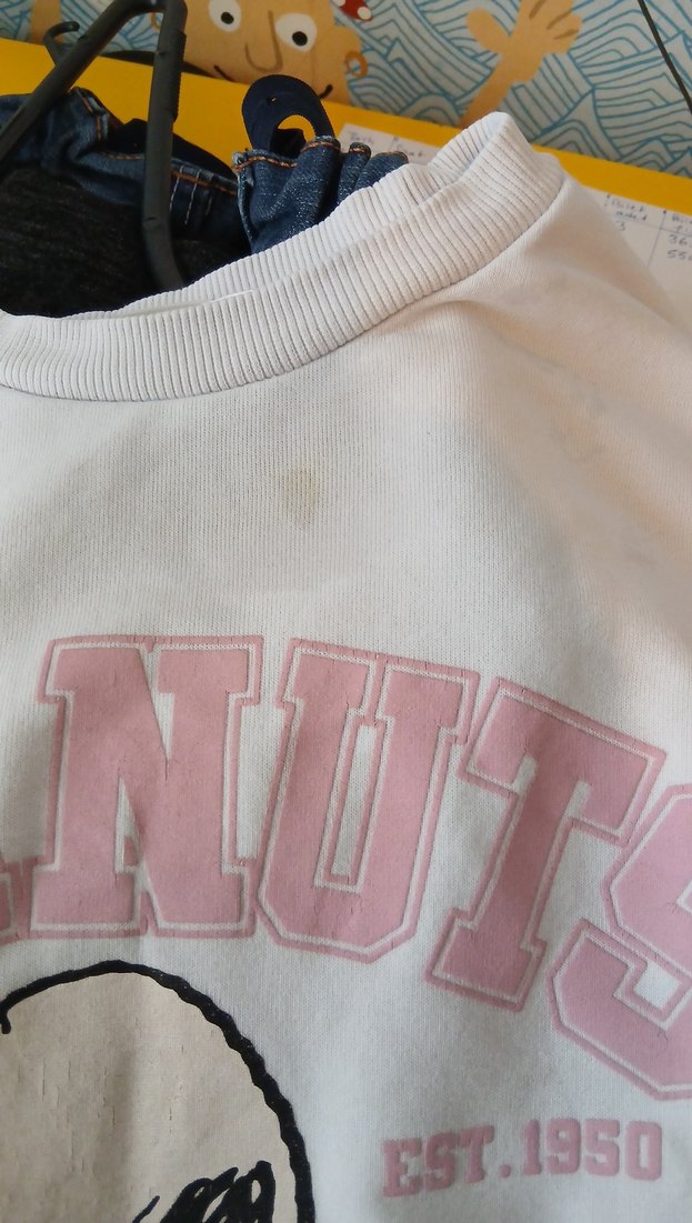 Beyaz Baskılı Pamuklu Kız Sweatshirtler ve tayt - Görsel 5