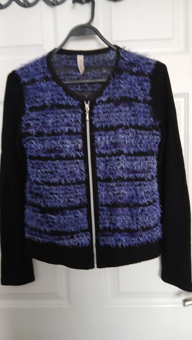 Mavi Kadın Triko Uzun Kollu Fermuarlı Ceket - Görsel 2