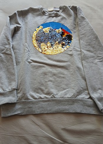 Gri Payetli çocuk Sweatshirt