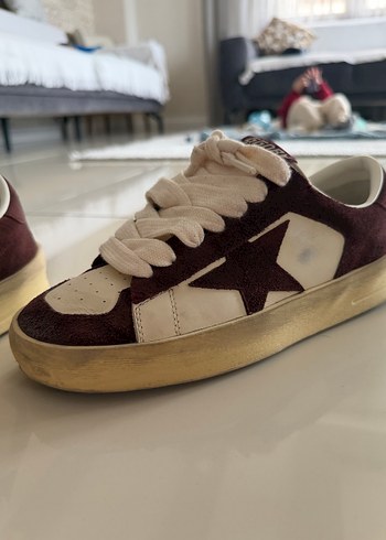 Golden Goose Deluxe Bordo Suet Yildizli Dusuk Bilek Sneaker