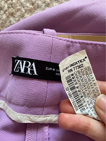 m Beden Zara yüksek bel lila pensli kemerli pantolon