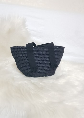 Beden Siyah Örgü Minimalist Kol Çantası