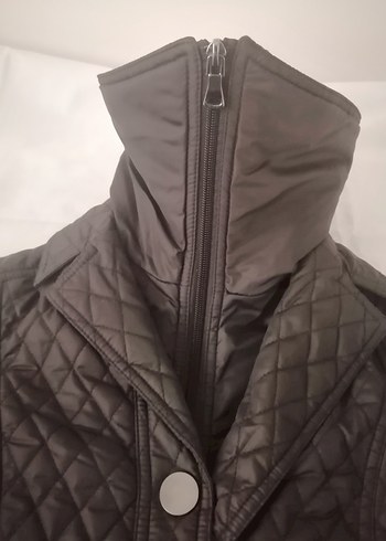 Düğmeli ve fermuarlı  kahverengi kadın mont  m beden - Görsel 4