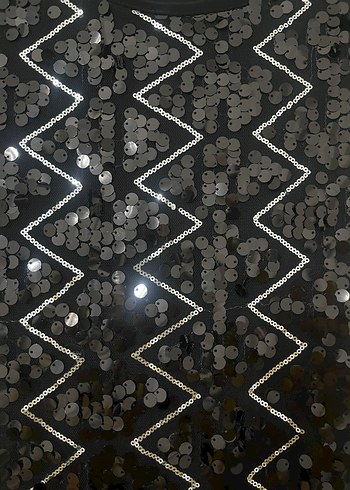 Siyah Payetli Yılan Desenli  sabra marka elbise - Görsel 3