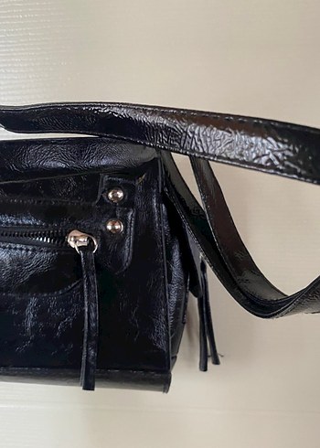 Siyah Deri Tokalı Kadın Çanta - Görsel 3