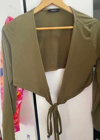 Kadın Haki V Yaka Bağlamalı Bluz - Görsel 4