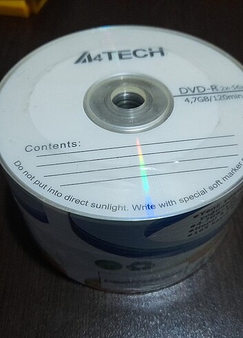 Boş Sıfır A4TECH 50'li paket DVD-R Jelatininde