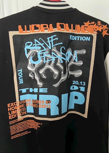 Düğmeli Siyah Baskılı Streetwear unisex Ceket - Görsel 2