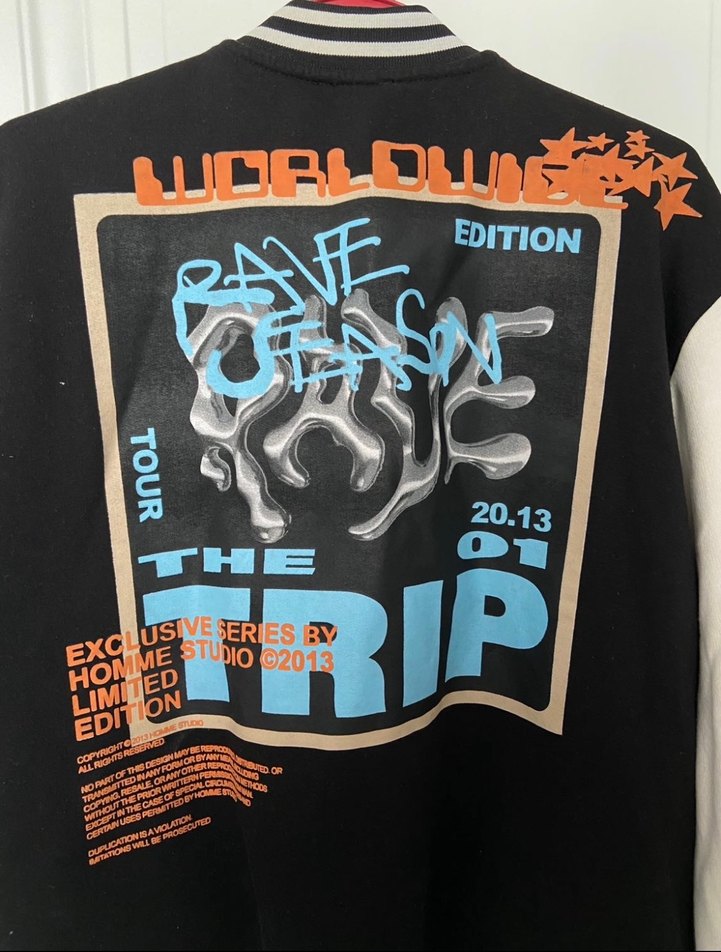 Düğmeli Siyah Baskılı Streetwear unisex Ceket - Görsel 2