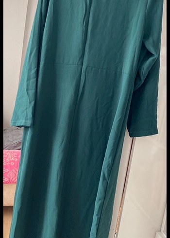 Turkuaz V Yakalı Uzun Kollu Abiye Elbise - Görsel 5