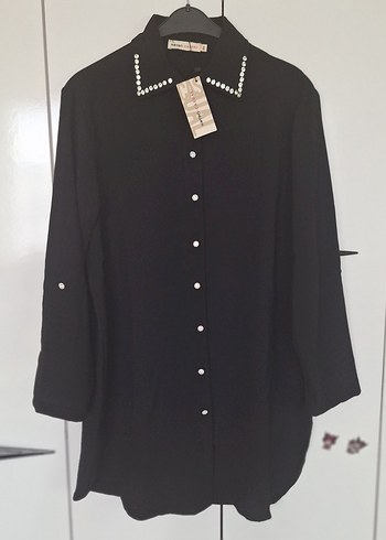 Siyah Uzun Kollu Kadın Gömlek - Görsel 3