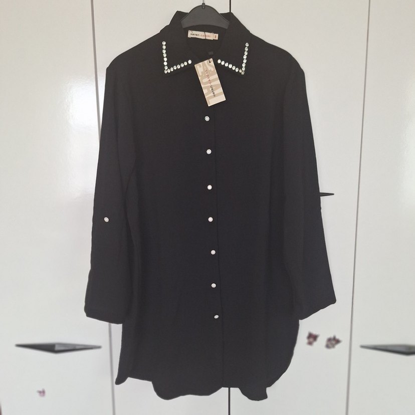 Siyah Uzun Kollu Kadın Gömlek - Görsel 3