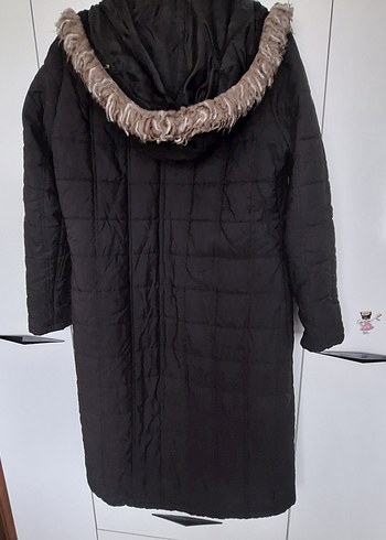 Düğmeli Siyah Kadın Uzun Kışlık Mont - Görsel 7