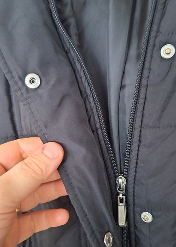 Düğmeli Siyah Kadın Uzun Kışlık Mont - Görsel 2