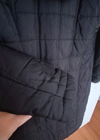 Düğmeli Siyah Kadın Uzun Kışlık Mont - Görsel 8