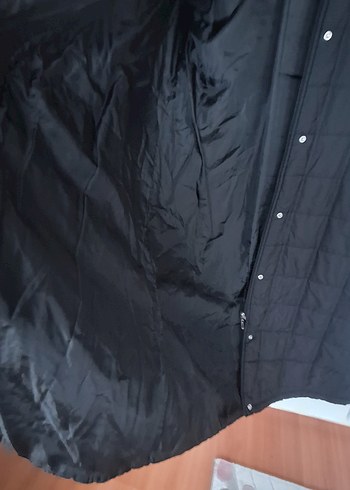 Düğmeli Siyah Kadın Uzun Kışlık Mont - Görsel 6