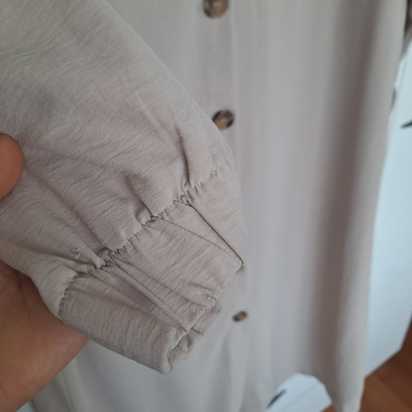 Düğmeli Bej Uzun Kadın Tunik - Görsel 3