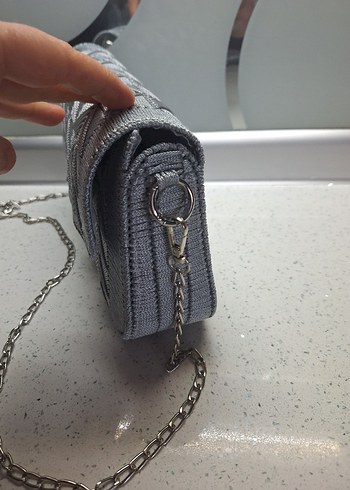 Gri Nakışlı Modern Klasik Kadın Kanvas Çanta - Görsel 3