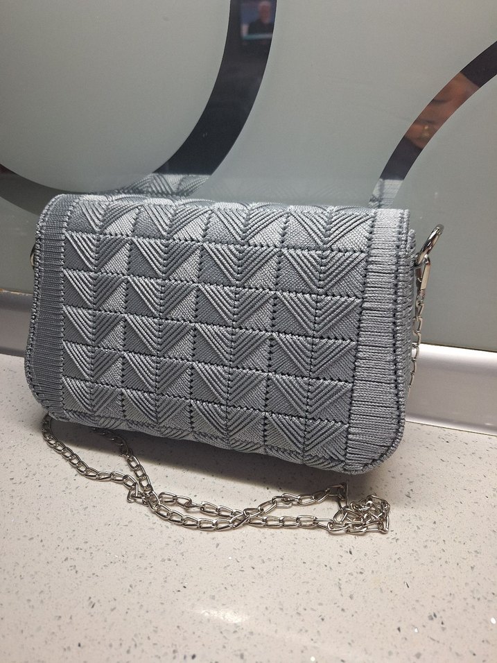 Gri Nakışlı Modern Klasik Kadın Kanvas Çanta - Görsel 4