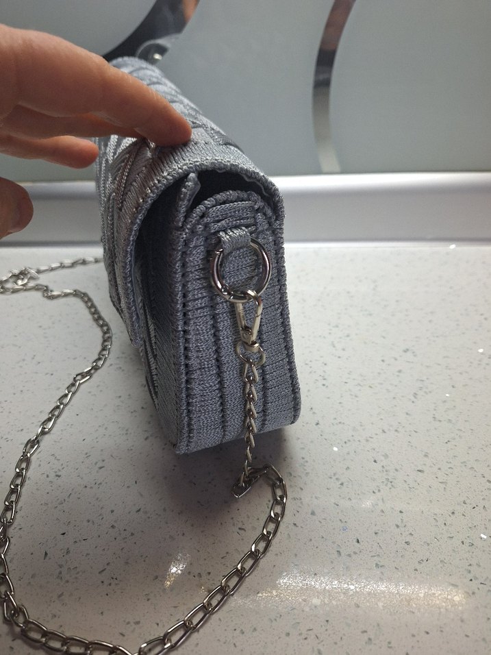 Gri Nakışlı Modern Klasik Kadın Kanvas Çanta - Görsel 3