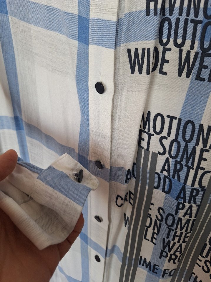 Uzun Kollu, Düğmeli Pamuklu Kadın Gömlek - Görsel 5