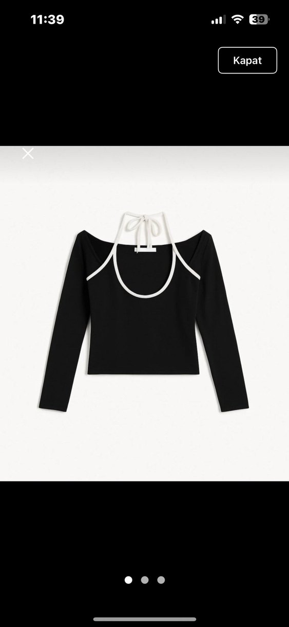 Siyah Kadın Pamuklu Wrap Üst - Görsel 2