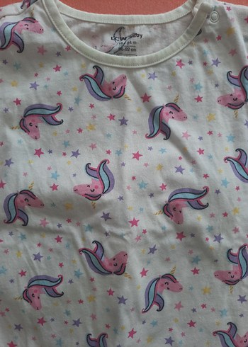 18-24 Ay Beden Kız Çocuk Unicorn Baskılı Pamuklu Pijama Takımı