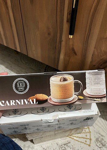 Karaca Krd Carnival Seffaf Desenli Kahve Fincani Seti 3lu