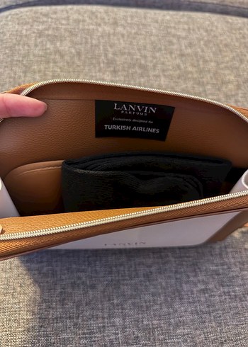Lanvin Bej Deri Kadın portföy seyahat çantası
 - Görsel 3