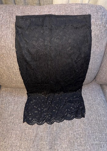 Siyah Dantel Detaylı Midi kalem Etek bershka - Görsel 6