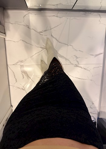 Siyah Dantel Detaylı Midi kalem Etek bershka - Görsel 3