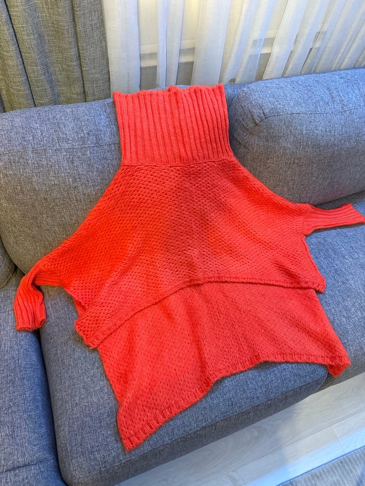 Turuncu Balıkçı Yaka Örgü Kadın Kazak - Görsel 4
