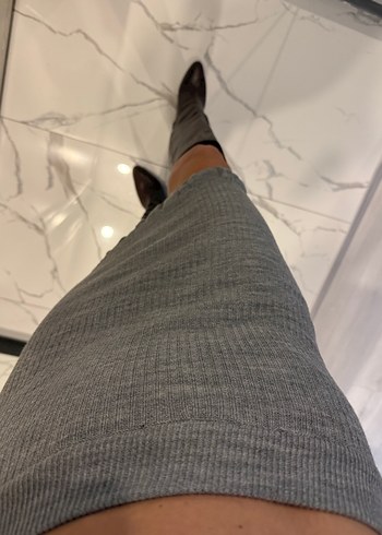 Gri triko etek - Görsel 3