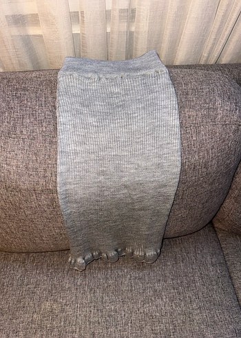 Gri triko etek - Görsel 5