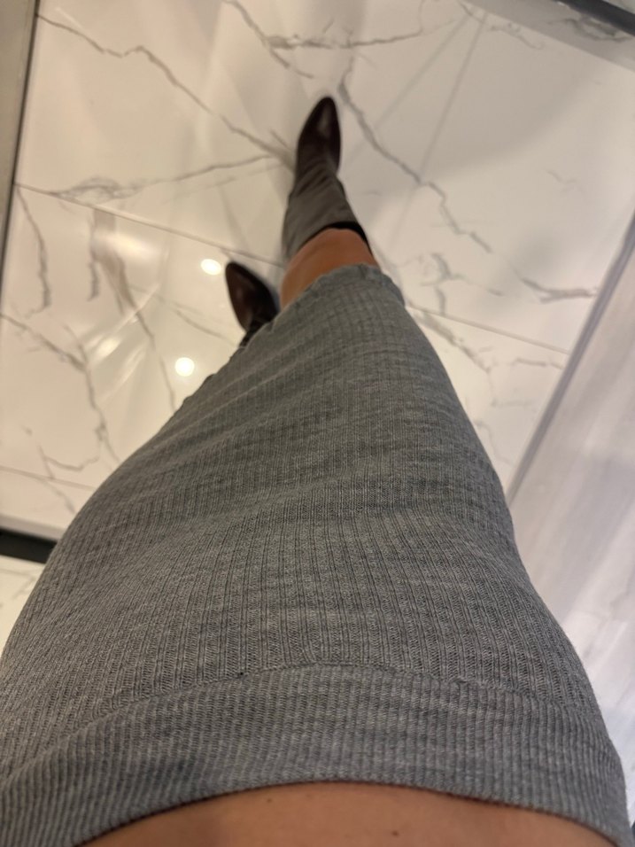 Gri triko etek - Görsel 3