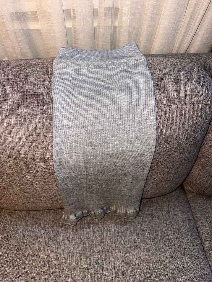 Gri triko etek - Görsel 5