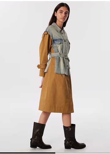 Kadın twist Kot Yelekli Trençkot - Görsel 2