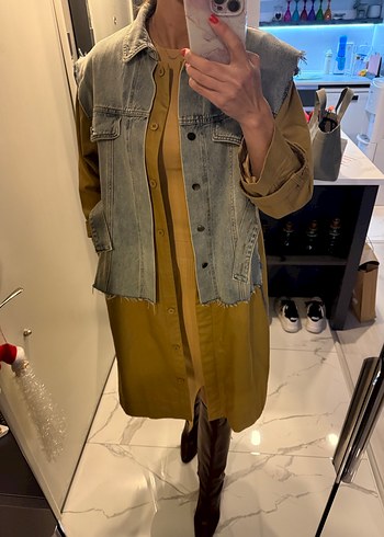 Kadın twist Kot Yelekli Trençkot - Görsel 4