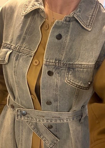 Kadın twist Kot Yelekli Trençkot - Görsel 5