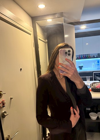 Kahverengi Kadın Düğmeli Blazer Ceket - Görsel 6