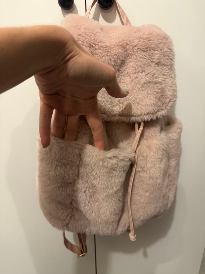 Pembe Peluş Sırt Çantası - Görsel 2