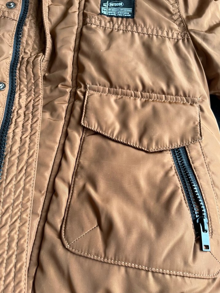 Erkek Çocuk Bej Kapüşonlu Mont - Görsel 2