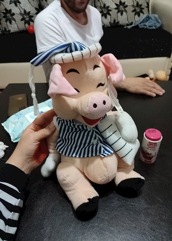 Pembe Pastel Peluş Domuz Oyuncak - Görsel 2