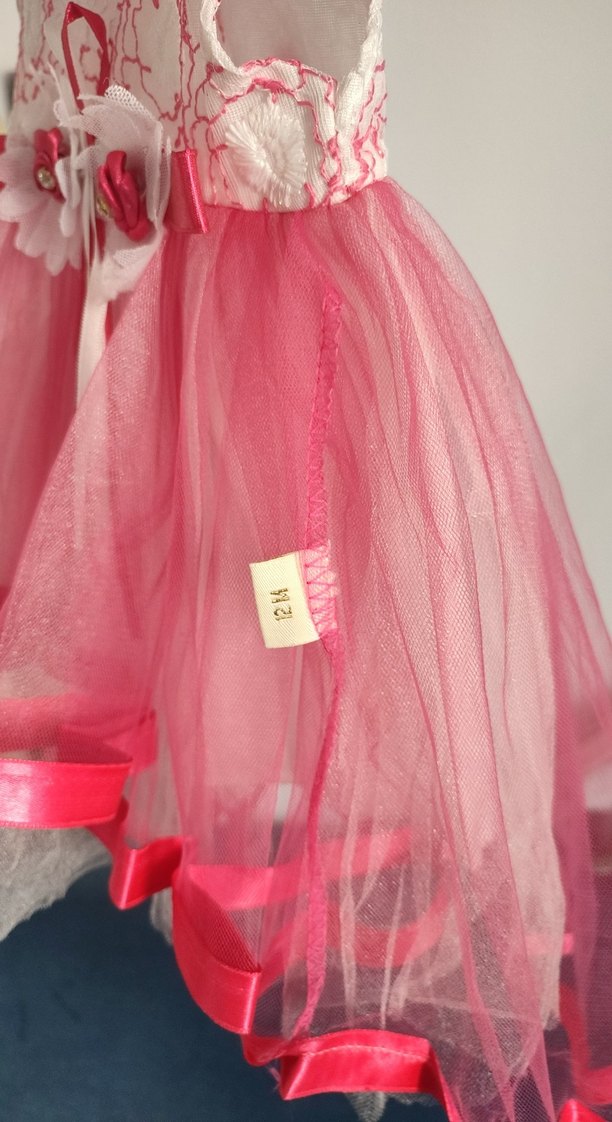 Kız Çocuk Pembe Nakışlı Dantel Elbise - Görsel 3