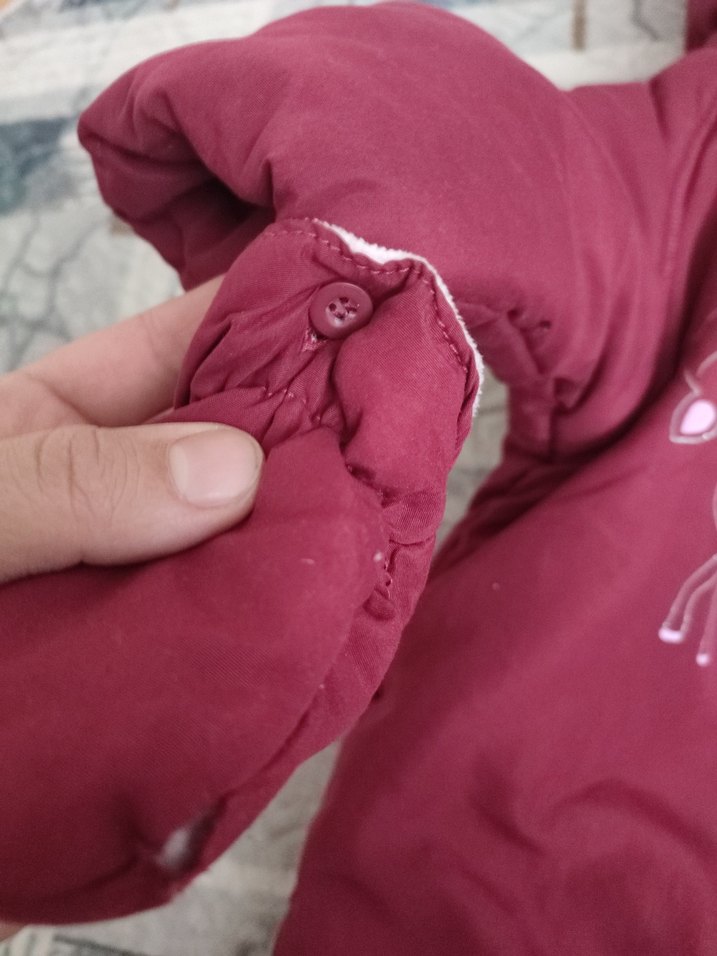 Bordo Kız Bebek Fermuarlı Tulumu - Görsel 4