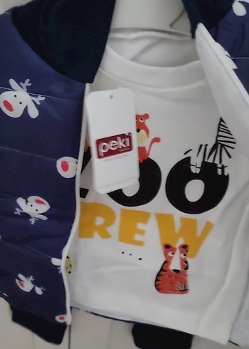 Renkli Baskılı Mavi Erkek Çocuk Yelekli takım - Görsel 3