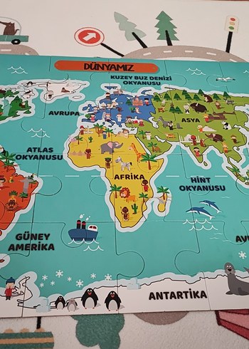 Çocuklar için renkli dünya haritası puzzle - Görsel 5