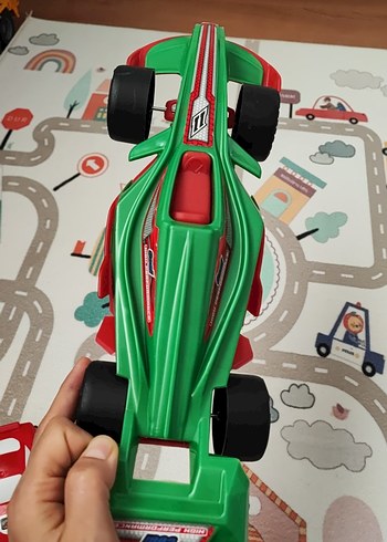 Renkli Yeşil Yarış Arabası Oyuncak - Görsel 5